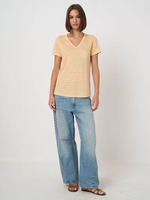 T-shirt en lin avec rayures en lurex