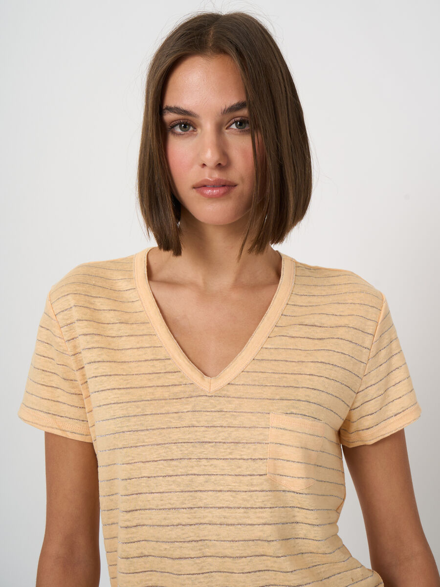 T-shirt en lin avec rayures en lurex image number 2