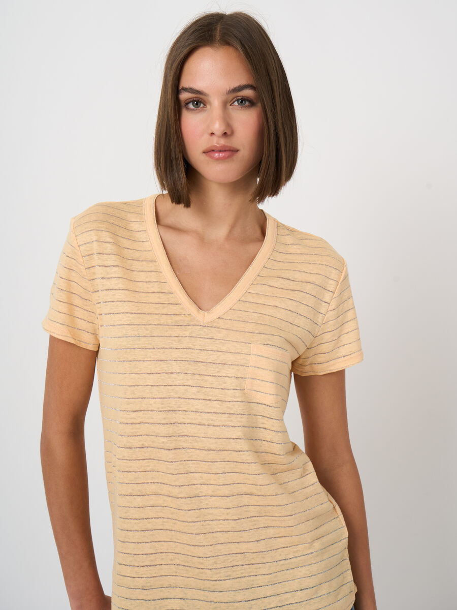 T-shirt en lin avec rayures en lurex image number 3