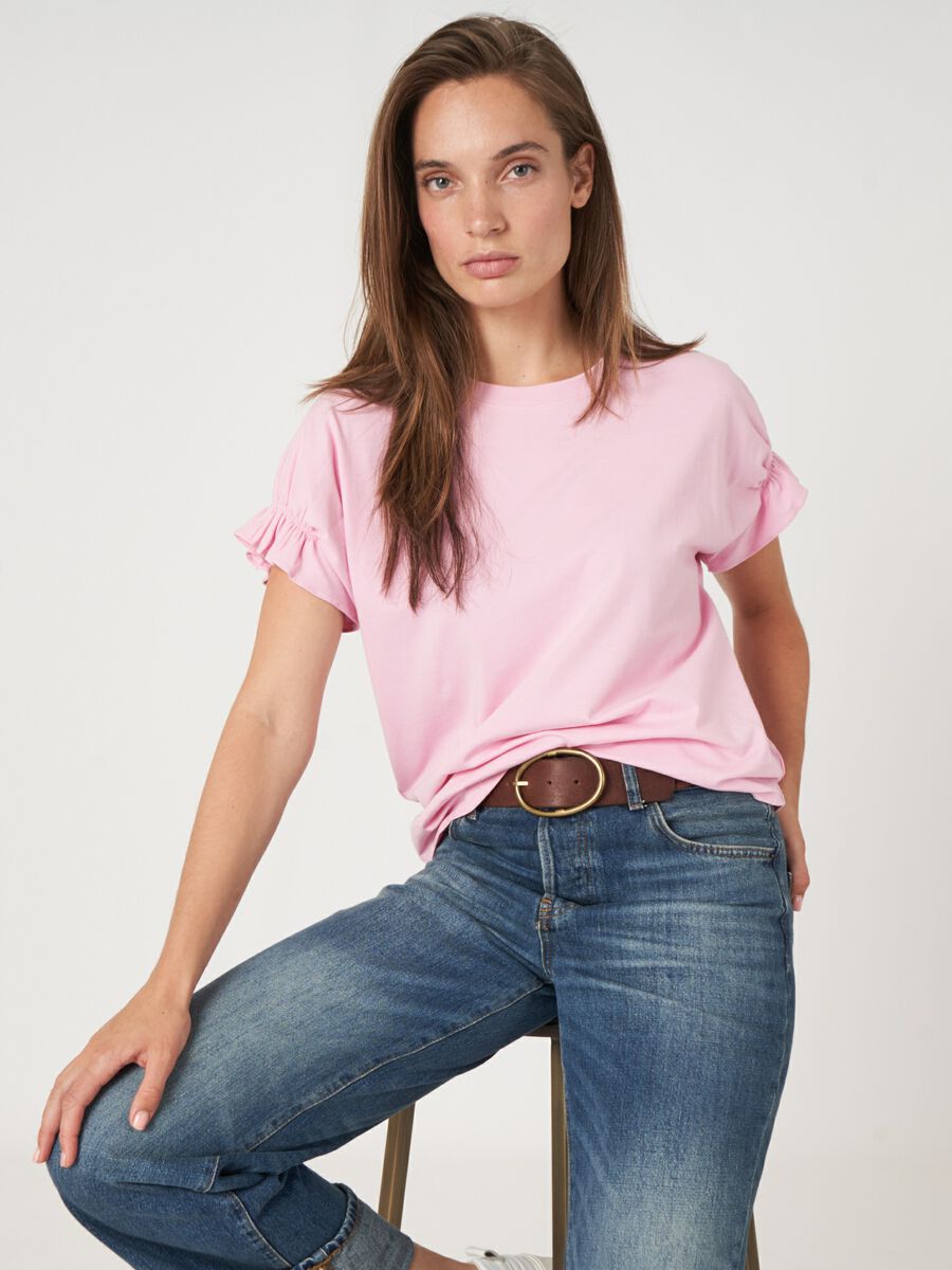 Cotton T-shirt with ruffle detail image number 0