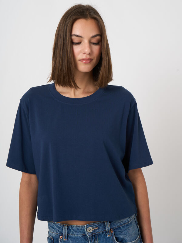 T-shirt coupe boxy en coton stretch premium image number 1