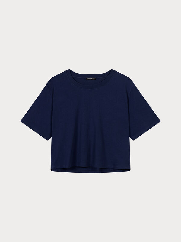 T-shirt coupe boxy en coton stretch premium image number 4