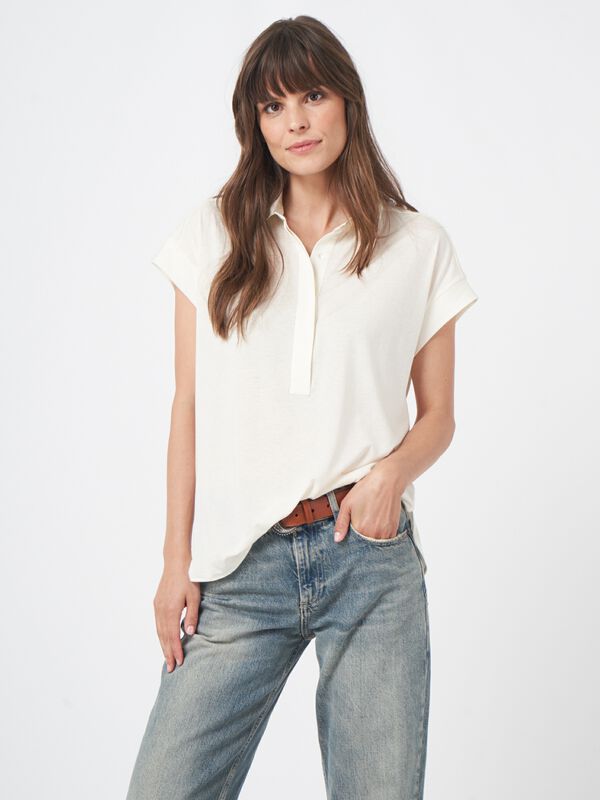 Top avec col chemise et ourlet en soie image number 1