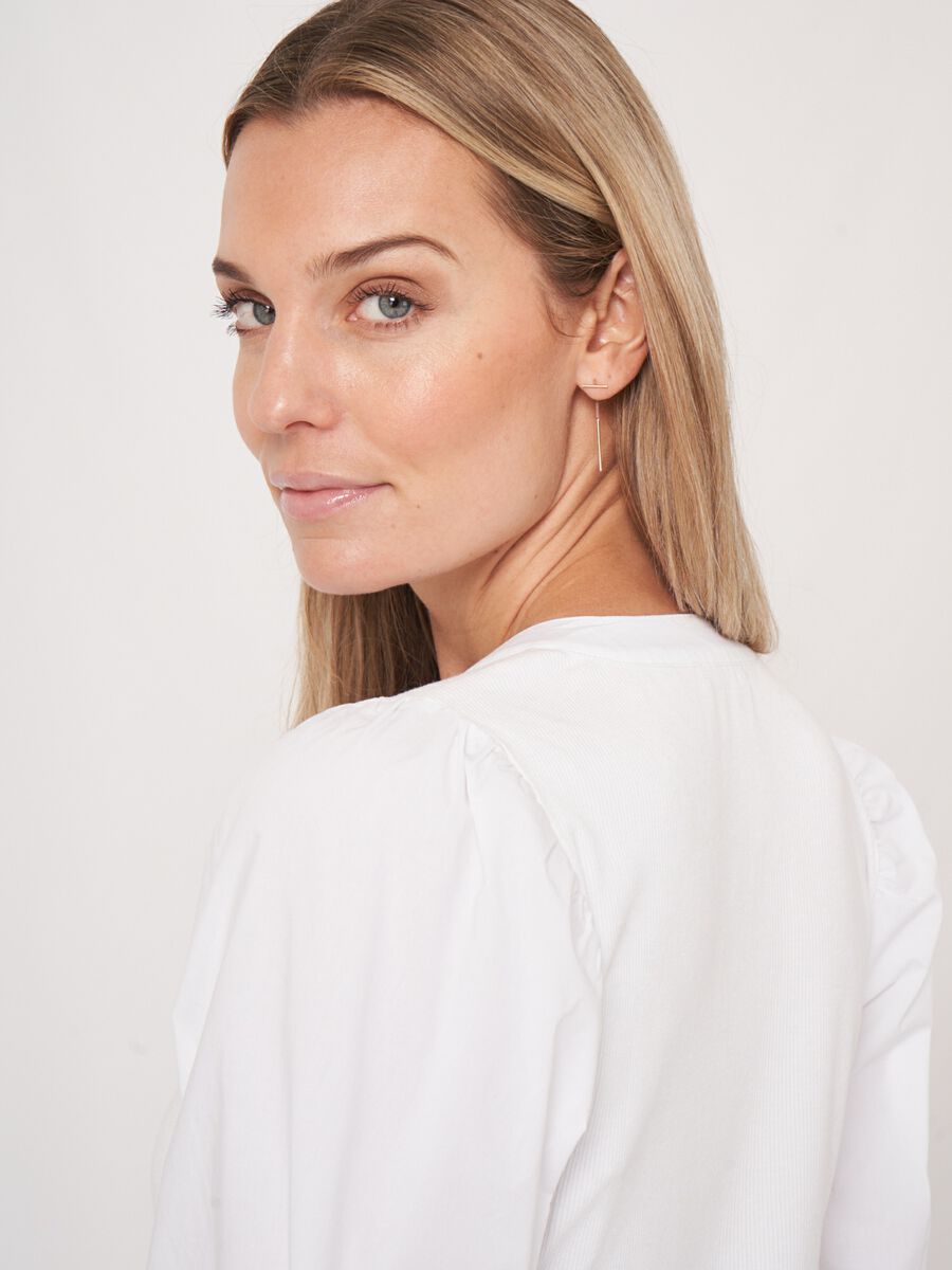 Henley top with short puff sleeves image number 2