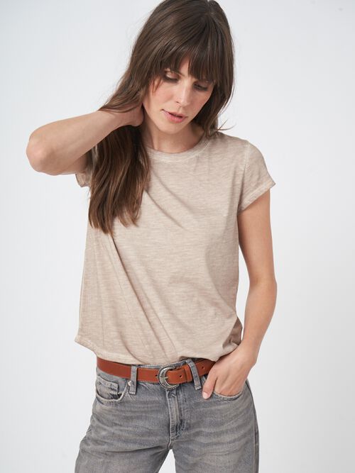 Weiches T-Shirt mit Kappenärmeln aus Baumwollmischung