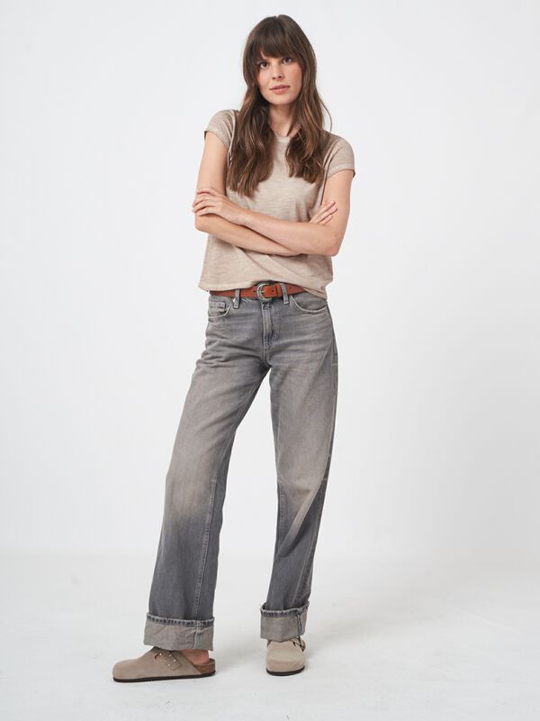 T-shirt &agrave; manches larges en m&eacute;lange de coton doux image number 4