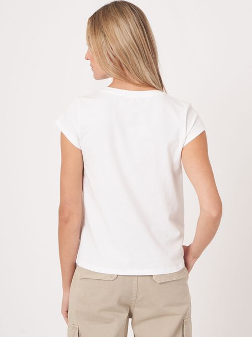 Baumwoll-T-Shirt mit Kappenärmeln