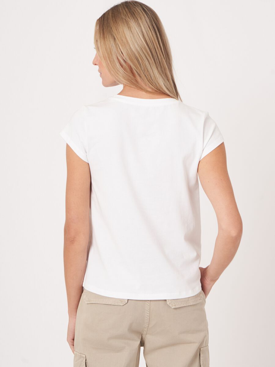 Baumwoll-T-Shirt mit Kappenärmeln image number 1