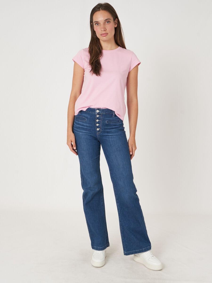 Katoenen T-shirt met kapmouw image number 4