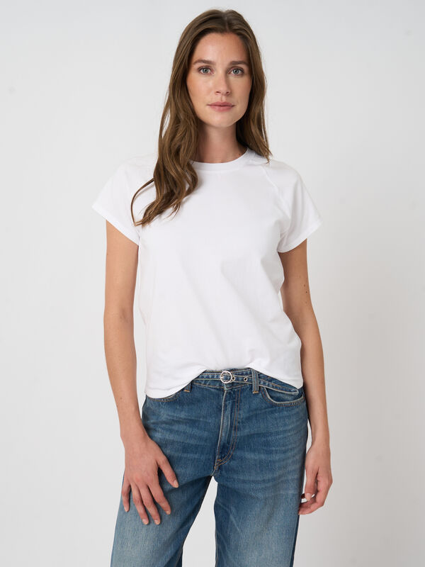 Raglan cap sleeve cotton t-shirt | repeat image number 3