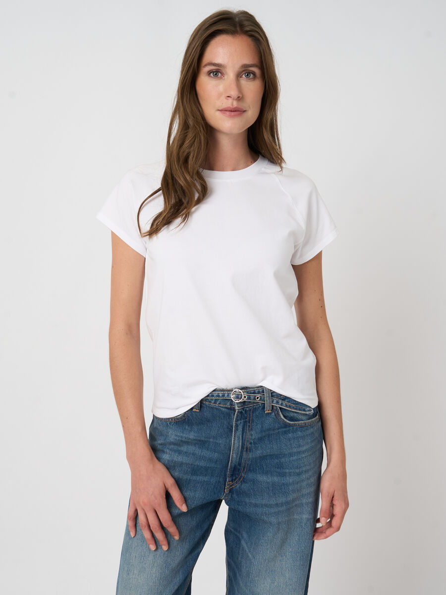 Raglan cap sleeve cotton t-shirt | repeat image number 3