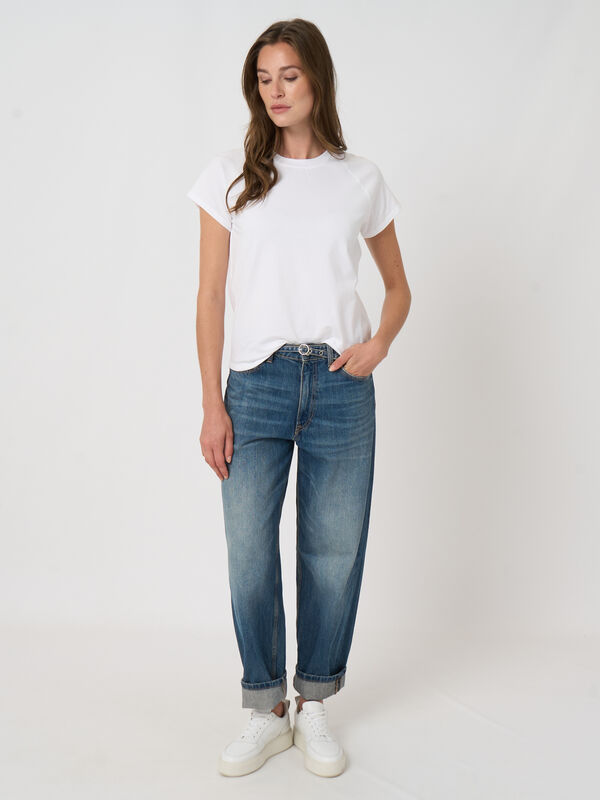 Raglan cap sleeve cotton t-shirt | repeat image number 4