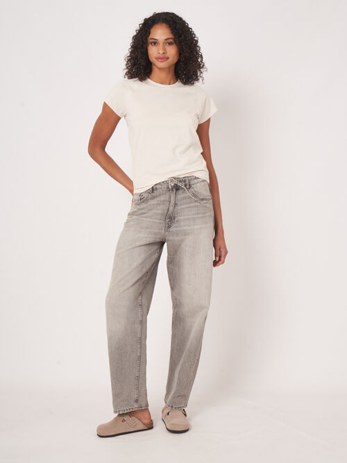 Damen Raglan Cap-Sleeve T-Shirt aus Stretch-Baumwolljersey