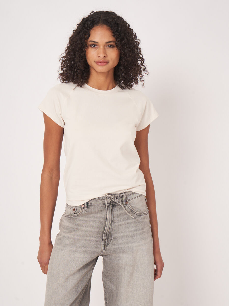 Damen Raglan Cap-Sleeve T-Shirt aus Stretch-Baumwolljersey image number 1