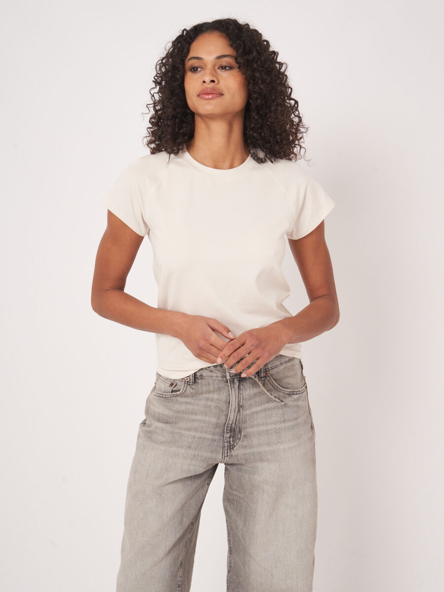 Damen Raglan Cap-Sleeve T-Shirt aus Stretch-Baumwolljersey image number 2
