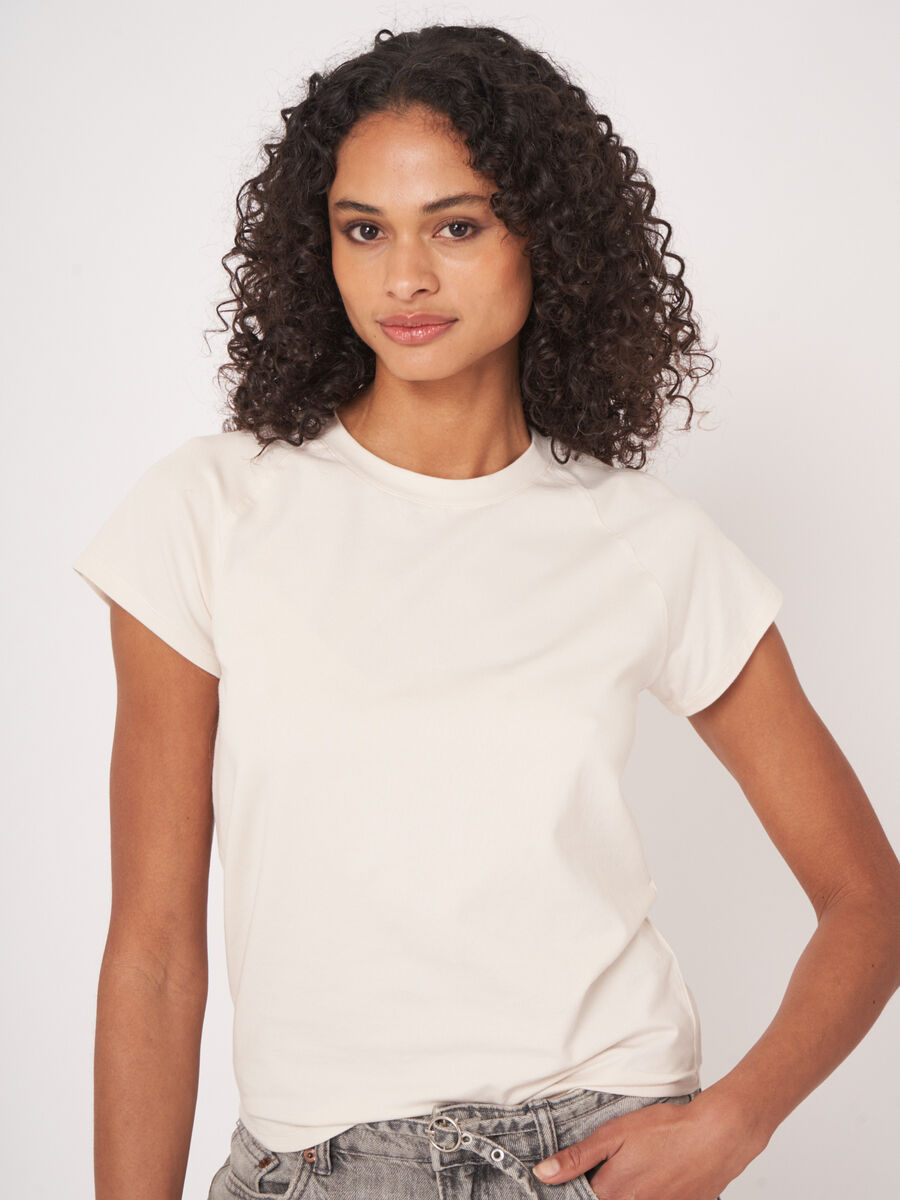 Damen Raglan Cap-Sleeve T-Shirt aus Stretch-Baumwolljersey image number 3