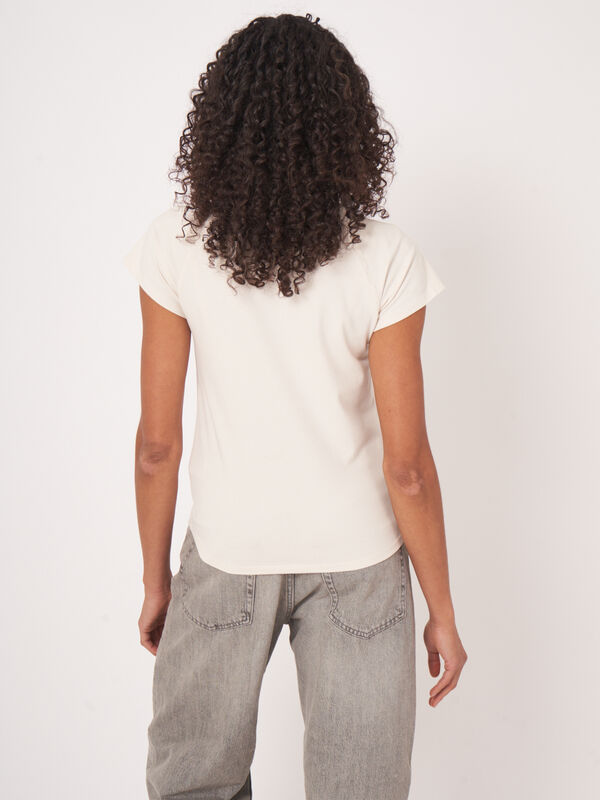 T-shirt femme raglan &agrave; mancherons en jersey coton stretch image number 5