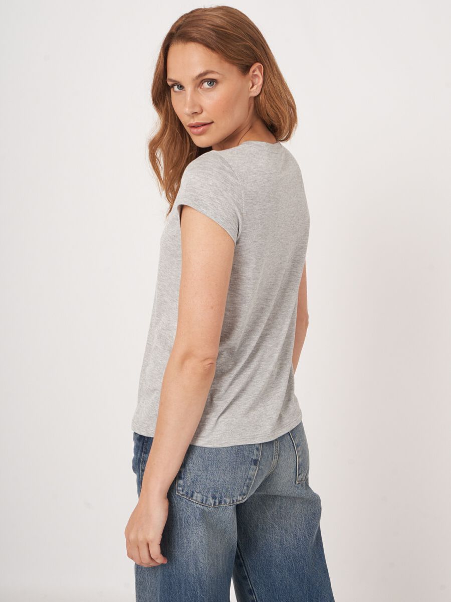 Cap sleeve T-shirt with metallized fiber image number 3