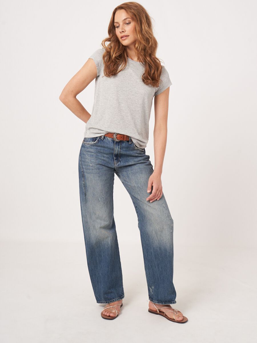 Cap sleeve T-shirt with metallized fiber image number 4