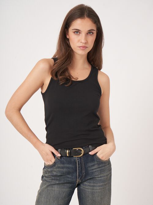 Fijn ribgebreid jersey top