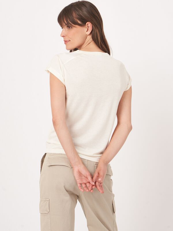  Lyocell-cotton blend cap sleeve Tee image number 4