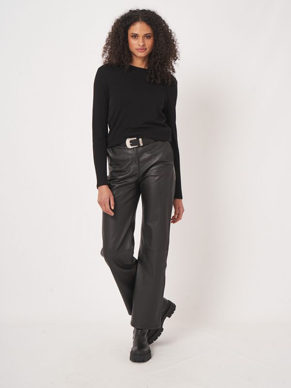 Slim fit damesoverhemd in wolblend image number 1