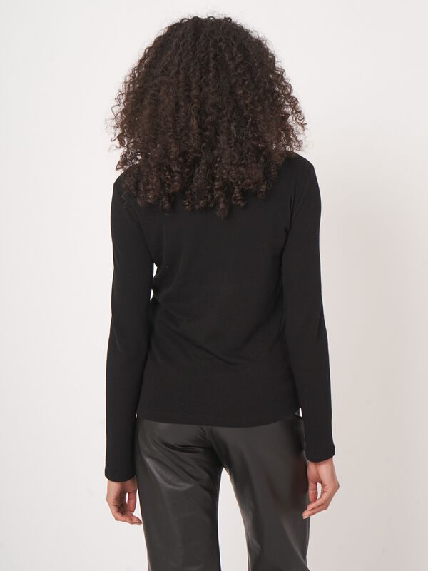 Slim fit damesoverhemd in wolblend image number 4