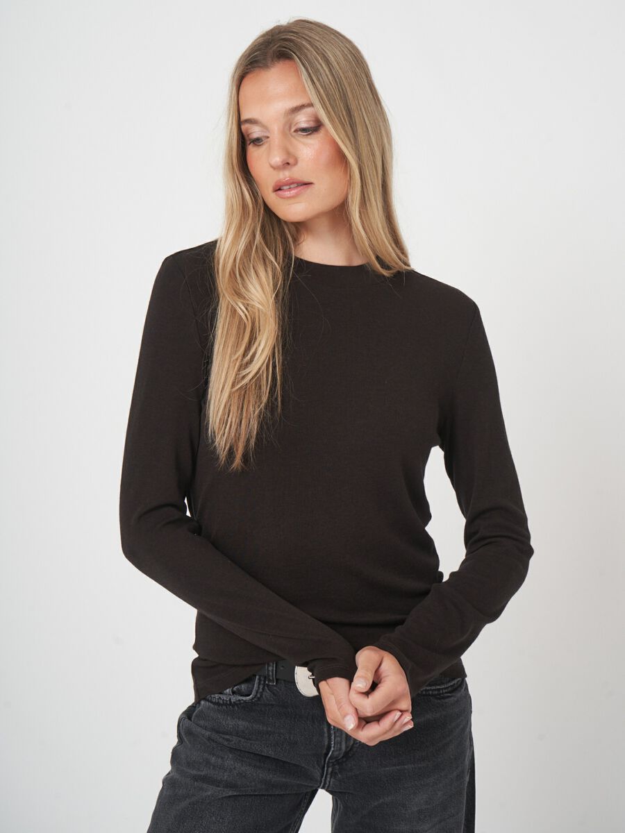 Slim fit damesoverhemd in wolblend image number 3