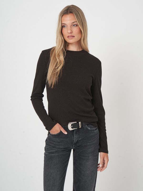 Slim-fit women's wool blend shirt image number 5