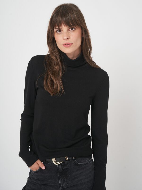 Langarm-Rollkragen-Top aus Wollmischung image number 2