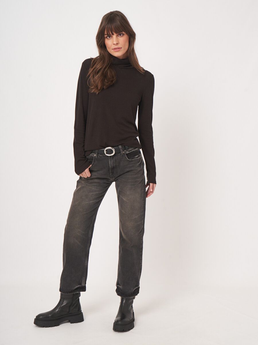 Lange mouw top met col van fijne wolblend image number 4