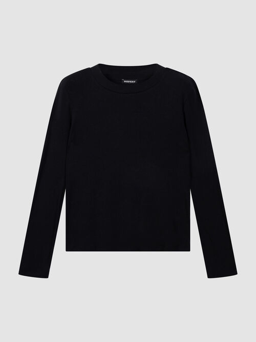 Ribbed Cashmere-Cotton Long-Sleeve Top