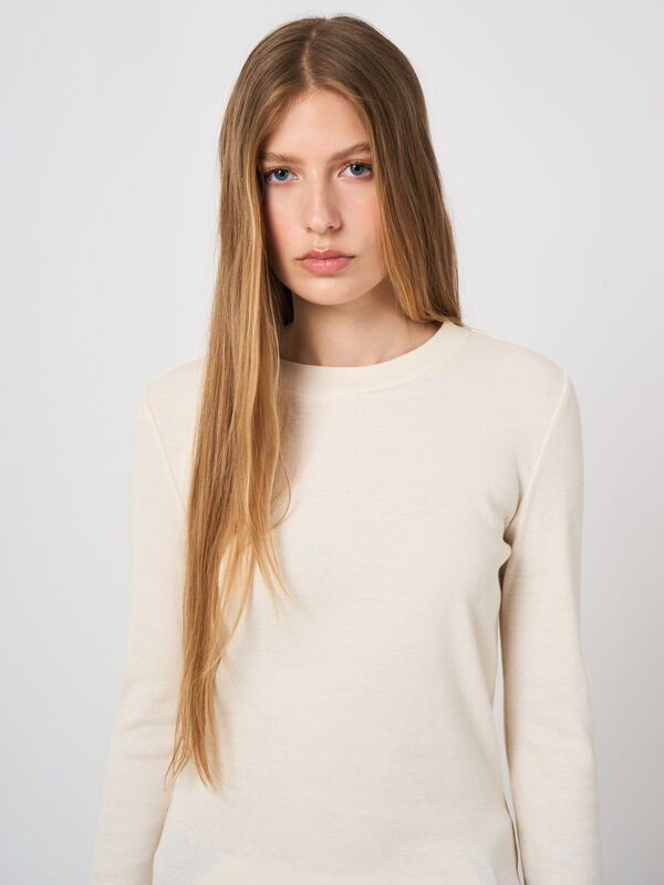 Ribbed Cashmere-Cotton Long-Sleeve Top image number 1