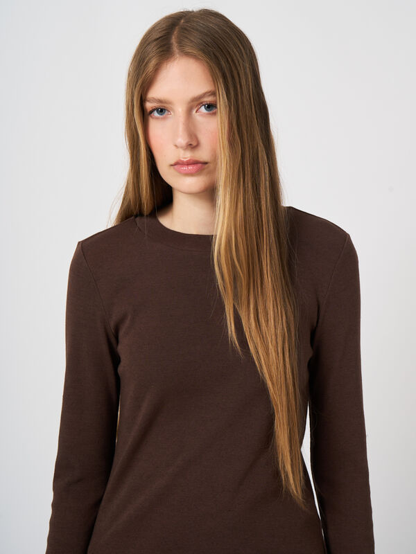 Ribbed Cashmere-Cotton Long-Sleeve Top image number 1