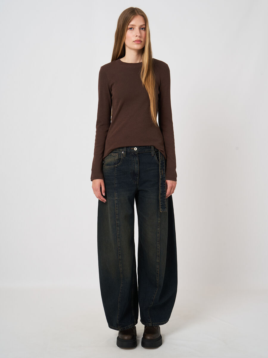 Ribbed Cashmere-Cotton Long-Sleeve Top image number 2