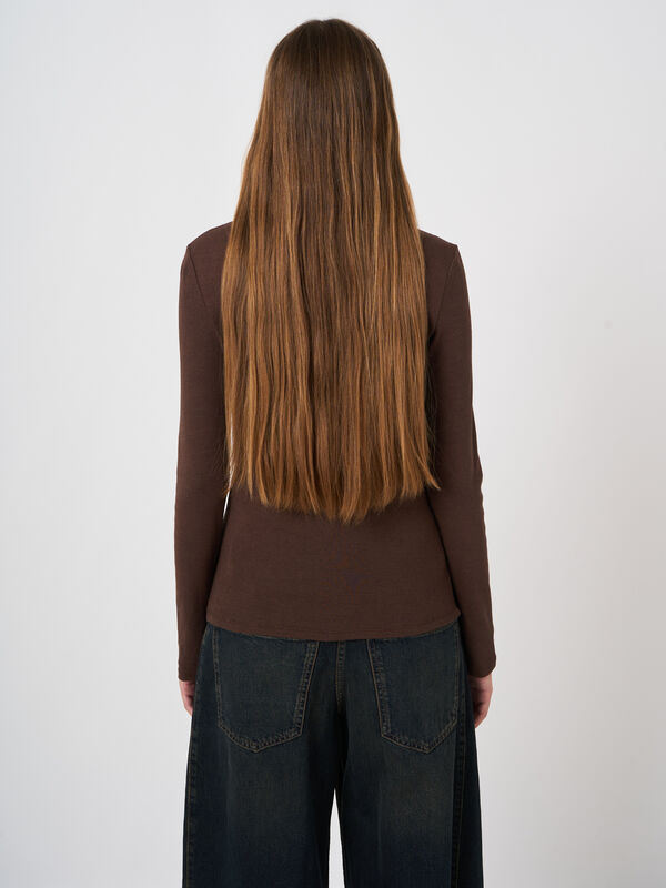 Ribbed Cashmere-Cotton Long-Sleeve Top image number 3