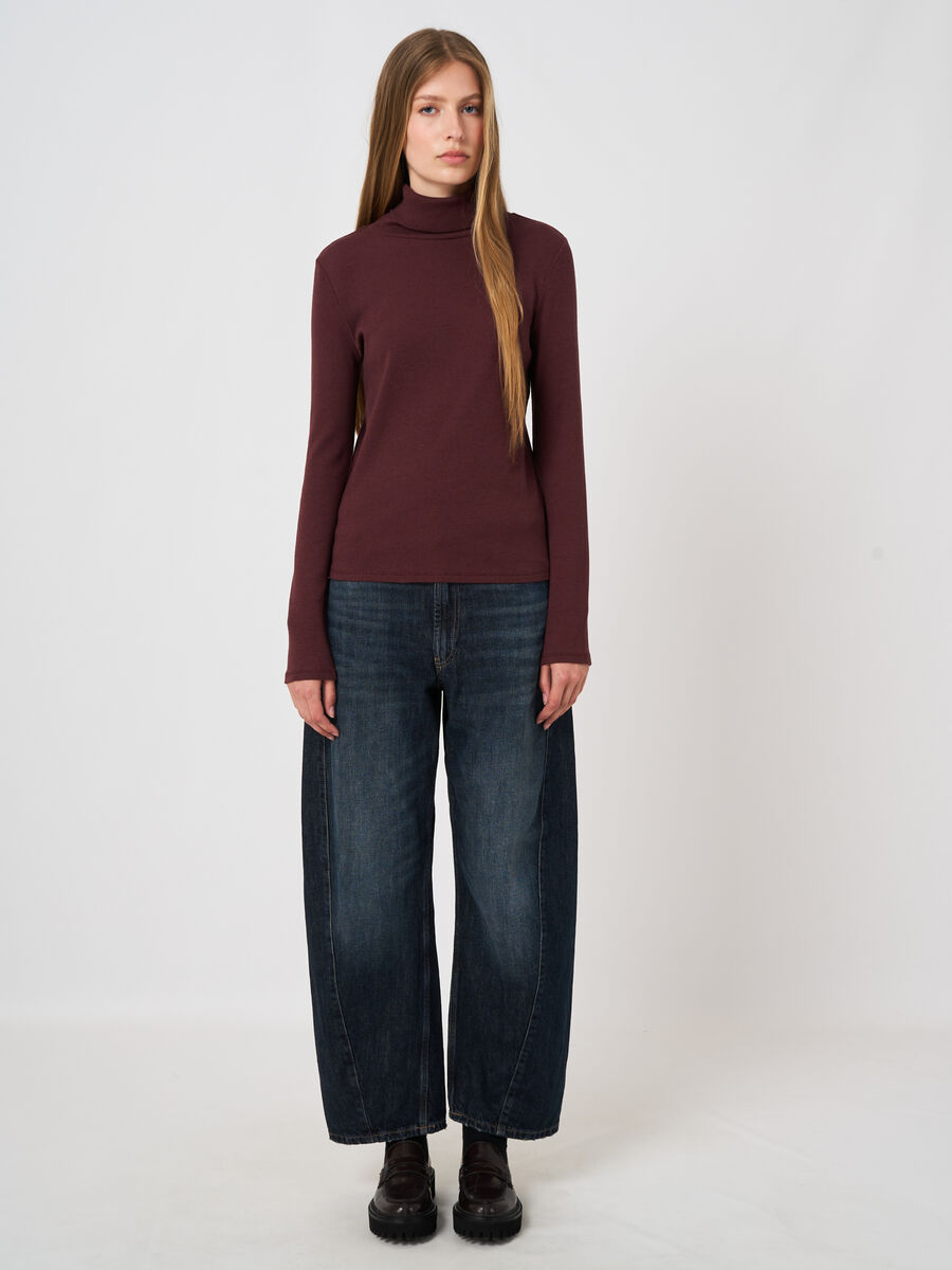 Ribbed Cashmere-Cotton Turtleneck Top image number 2