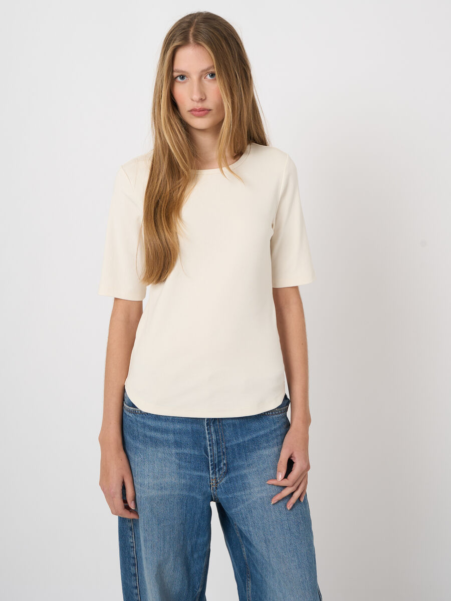 Women&rsquo;s ribbed cotton stretch t-shirt | repeat image number 2