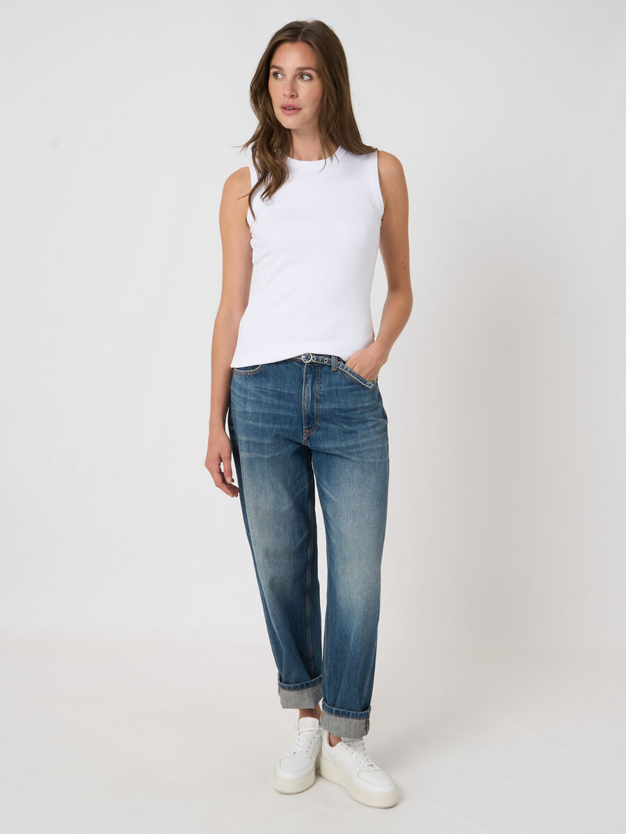 &Auml;rmelloses Damen-Ripp-Top aus Baumwolle &ndash; Stretch image number 3