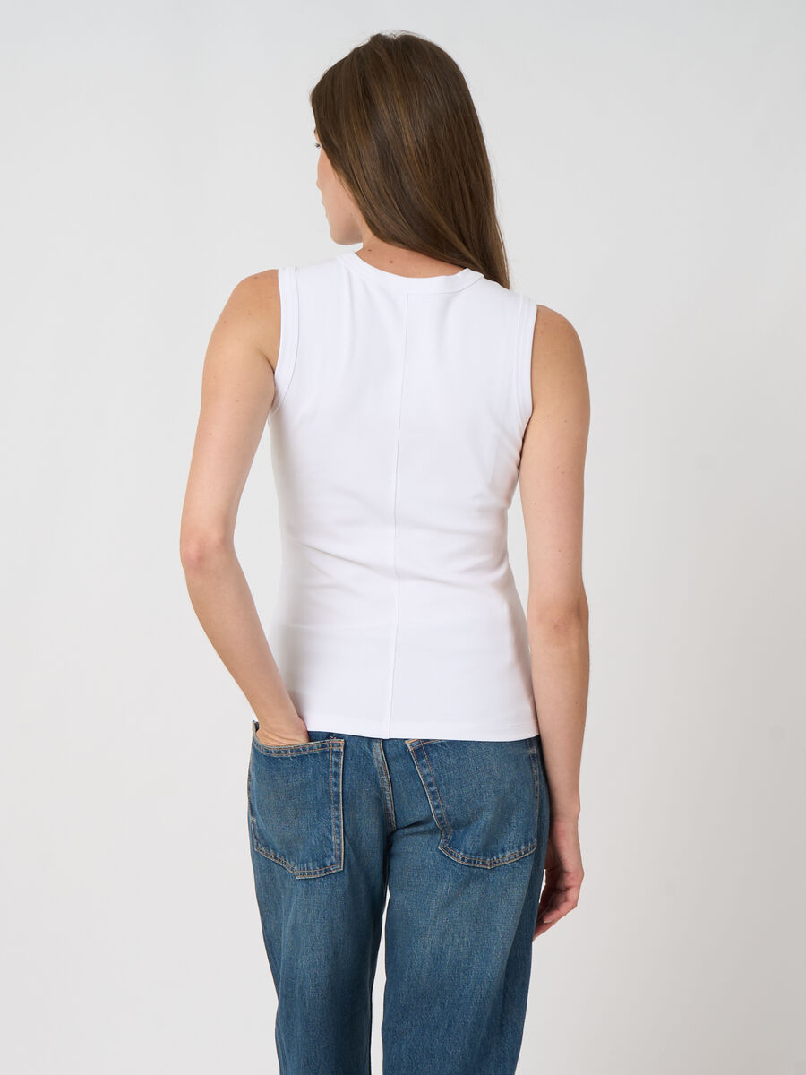 &Auml;rmelloses Damen-Ripp-Top aus Baumwolle &ndash; Stretch image number 4