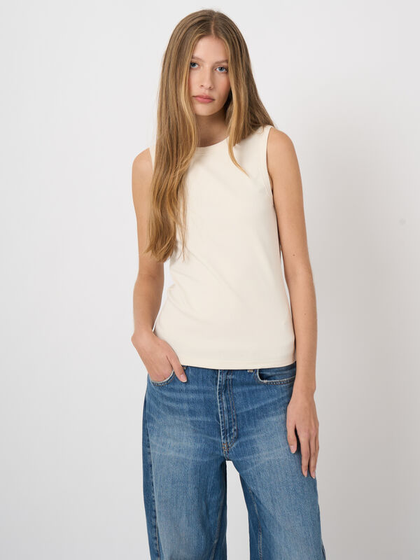 Ribbed cotton slim fit  sleeveless top image number 0