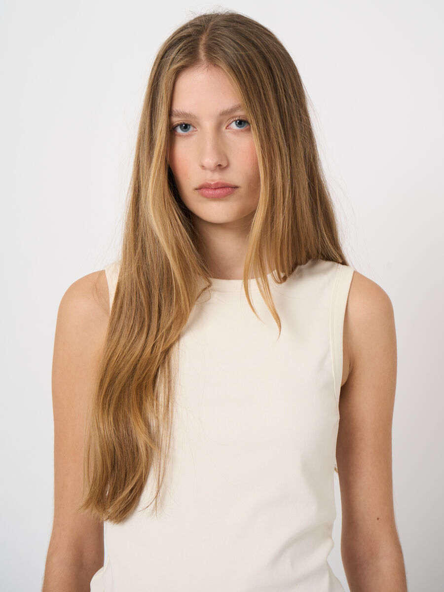 Ribbed cotton sleeveless top - slim fit | repeat cashmere image number 2