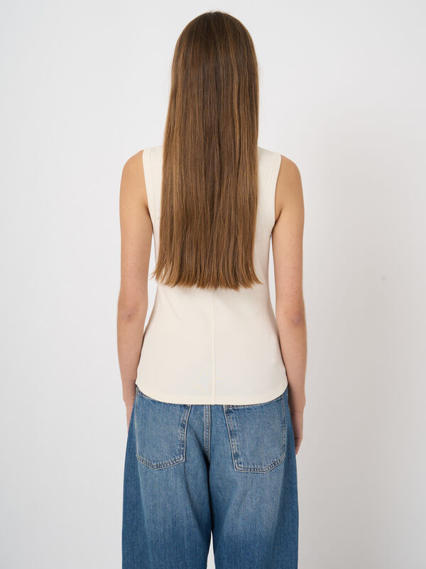 Ribbed cotton slim fit  sleeveless top image number 3