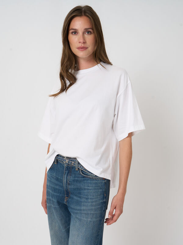 Boxy T-shirt van stretchkatoen image number 3