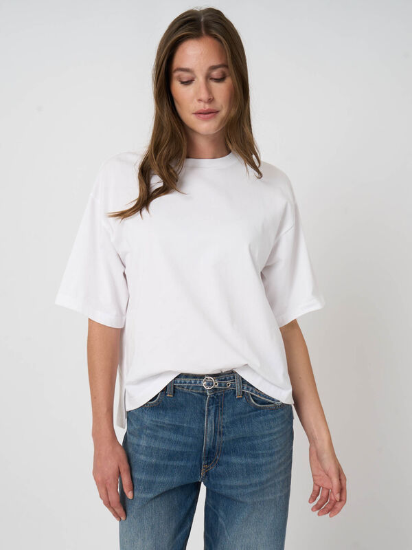 Boxy T-shirt van stretchkatoen image number 3