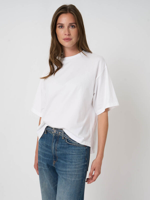 Boxy T-shirt van stretchkatoen image number 4