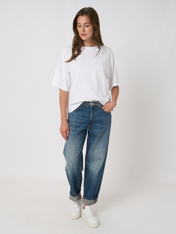 Boxy T-shirt van stretchkatoen image number 5