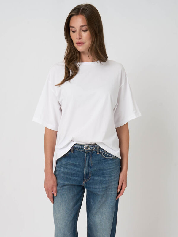 Boxy T-shirt van stretchkatoen image number 5