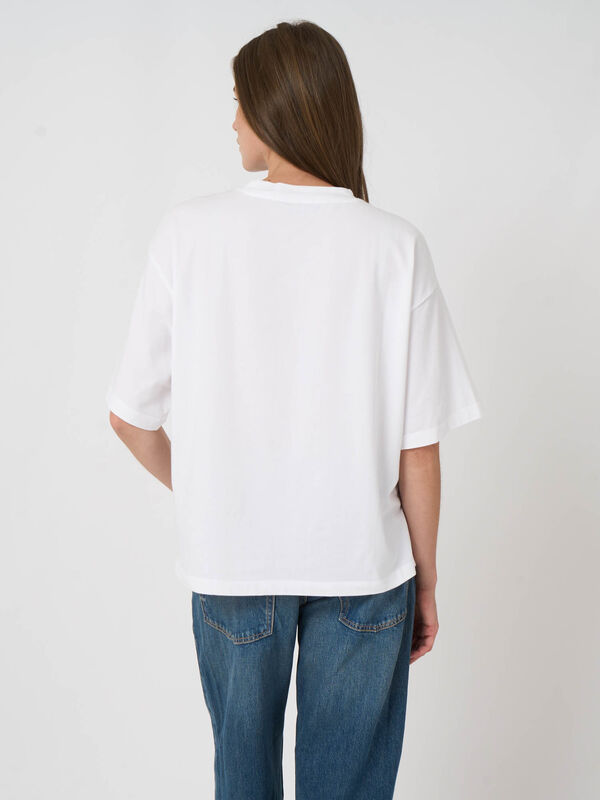 Boxy T-shirt van stretchkatoen image number 6