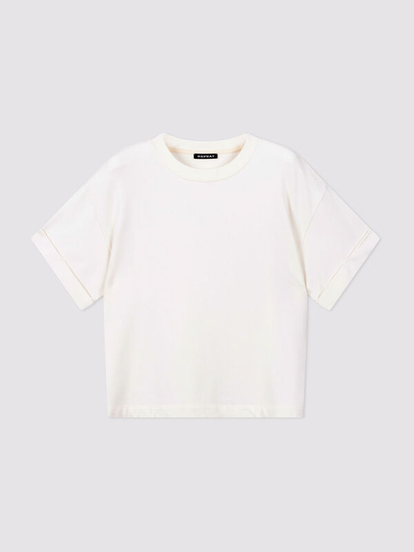 French terry boxy t-shirt with rolled sleeves image number 3